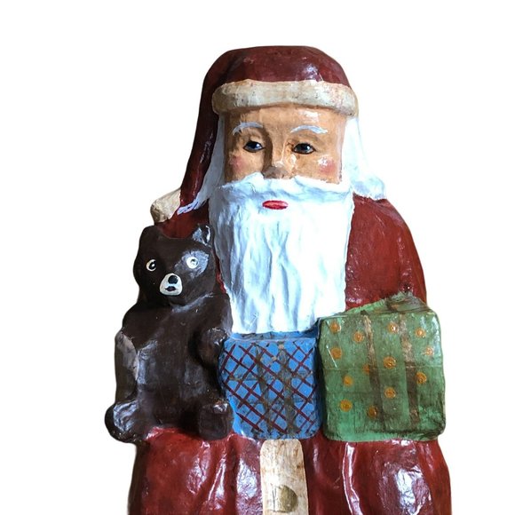 Paper Mache Shelf Sitter Santa Father Christmas Farmhouse Decoration Holiday Lar - Picture 2 of 16
